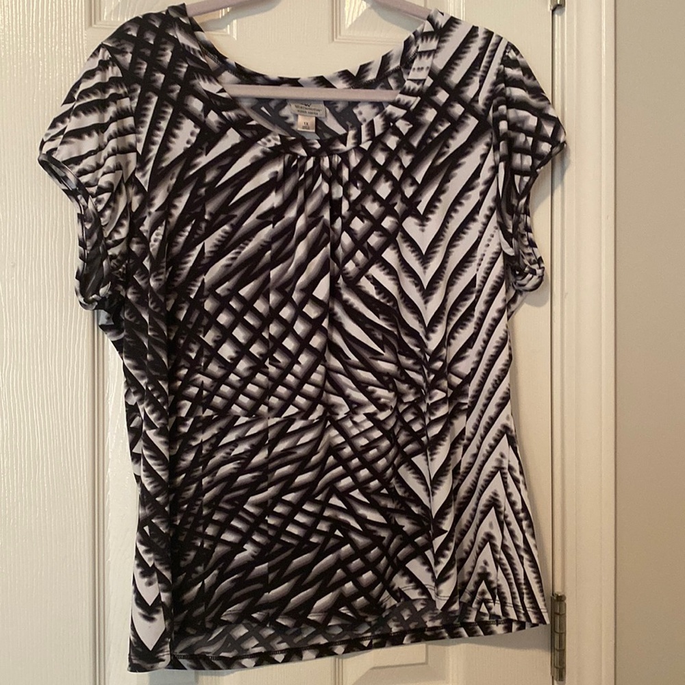Worthington Black/White 1X Stretch Blouse